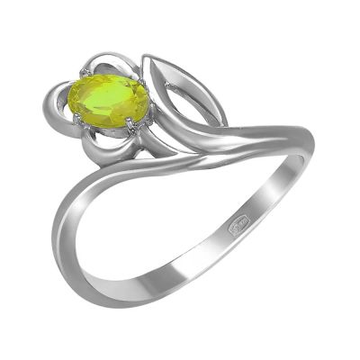 Лот: 23822625. Фото: 1. Серебряное кольцо с хризолитом... Кольца, перстни
