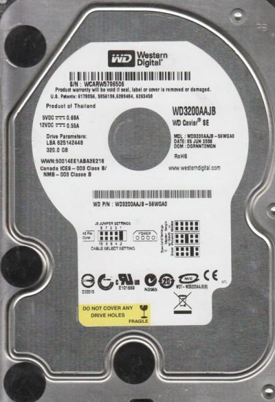 Лот: 11483200. Фото: 1. Жесткий диск Western Digital WD3200AAJB... Жёсткие диски (HDD)