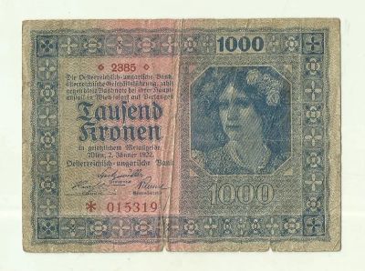 Лот: 16210494. Фото: 1. Австро-Венгрия 1000 крон 1922... Германия и Австрия