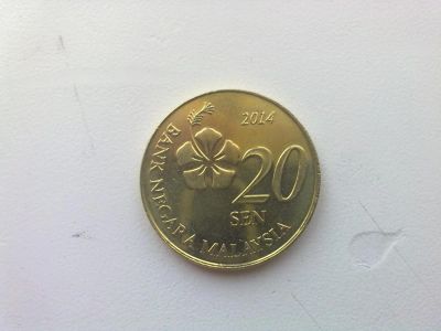 Лот: 5312197. Фото: 1. монета малазии 20сен 2014год номер... Азия