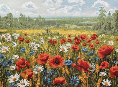 Лот: 19435216. Фото: 1. Картина на гобелене - луговые... Произведения