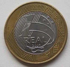 Лот: 13336612. Фото: 1. Бразилия 1 реал 2007. Америка