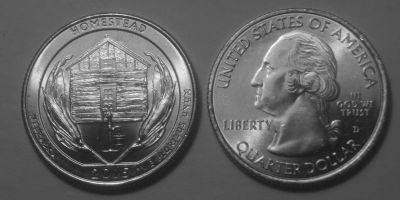Лот: 5209739. Фото: 1. США.25 центов 2015 г. D. 26 Национальный... Америка