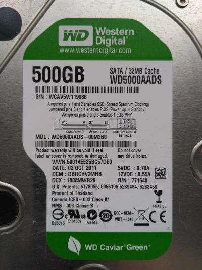Лот: 10237382. Фото: 1. Жесткий диск 500gb Western Digital... Жёсткие диски (HDD)