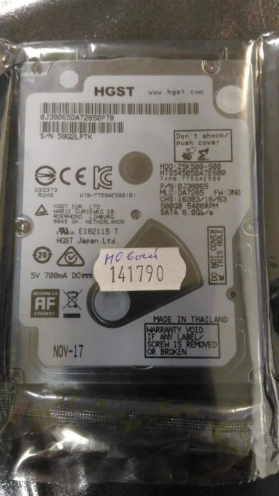 Лот: 11318109. Фото: 1. Жесткий диск SATA 500Gb Hitachi... Жёсткие диски (HDD)