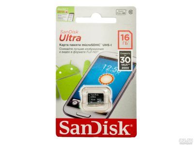 Лот: 7294974. Фото: 1. Карта памяти 16Gb SanDisk Ultra... Карты памяти