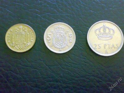 Лот: 1180265. Фото: 1. Испания 3 монеты 1975-83 Хуан... Европа