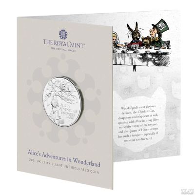 Лот: 17895055. Фото: 1. Новинка 5 фунтов 2021 г., Алиса... Великобритания и острова