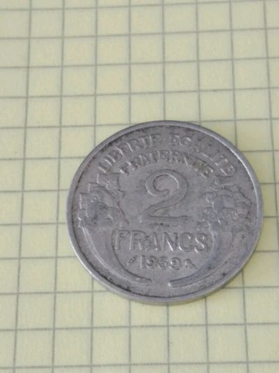 Лот: 9629934. Фото: 1. Монета Франция 2 франка 1959. Европа