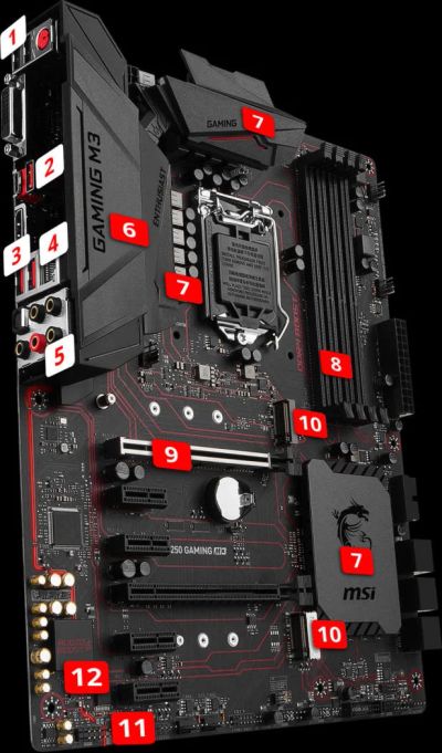 Лот: 9795841. Фото: 1. Материнская плата MSI B250 GAMINg... Материнские платы