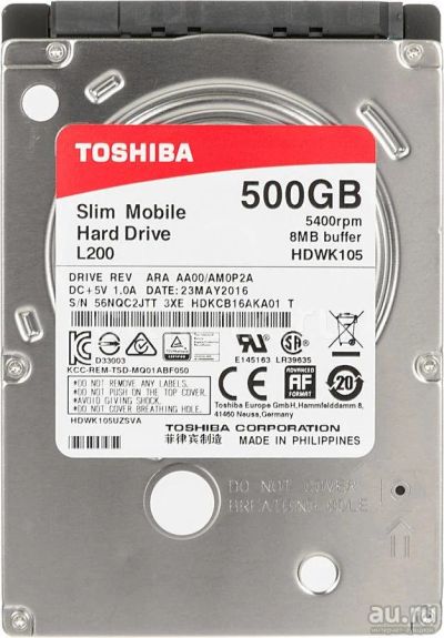 Лот: 17846810. Фото: 1. 2.5" 500Gb Toshiba L200 Slim HDWK105UZSVA. Жёсткие диски (HDD)