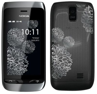 Лот: 3768504. Фото: 1. Nokia 308 Black Charme. Кнопочные мобильные телефоны