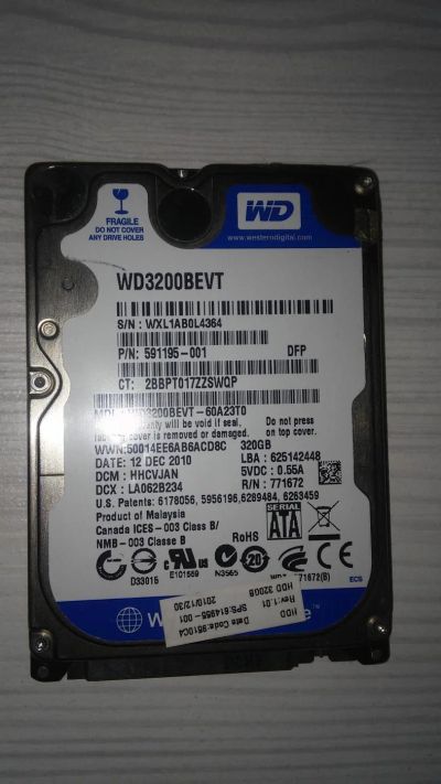 Лот: 7923406. Фото: 1. жесткий диск для ноута 320 гиг. Жёсткие диски (HDD)