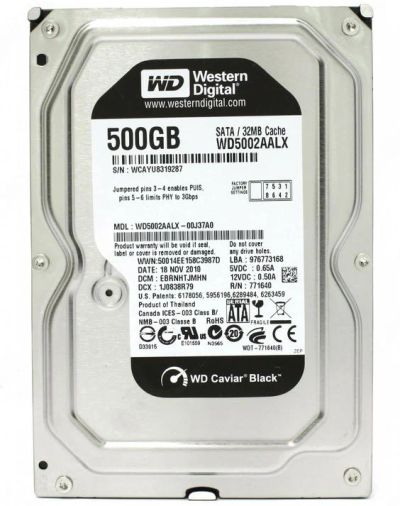 Лот: 8337693. Фото: 1. HDD 500Gb WD Caviar Black (с бедами... Жёсткие диски (HDD)