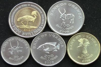 Лот: 6211565. Фото: 1. Уганда 5 монет = АНЦ. Африка