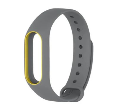 Лот: 9836404. Фото: 1. Ремешок Xiaomi Mi Band 2 Серо-желтый... Ремешки, браслеты