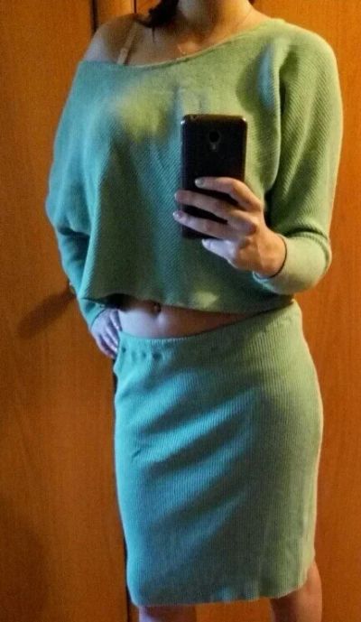 Лот: 8236795. Фото: 1. Костюм трикотажный бирюзовый. Костюмы