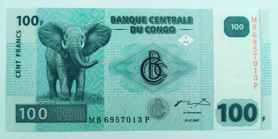 Лот: 20303321. Фото: 1. Конго 100 франков 2007 ПРЕСС. Африка