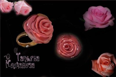 Лот: 473648. Фото: 1. Кольцо "Одна розовая роза", полимерная... Кольца, перстни