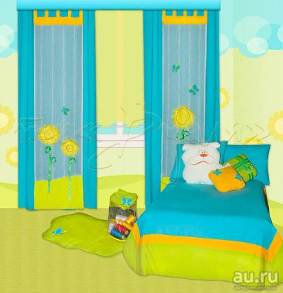 Лот: 8582106. Фото: 1. Шторы+покрывало в детскую комнату. Шторы, тюль