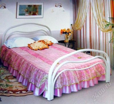 Лот: 509627. Фото: 1. Двуспальная металлическая белая... Кровати