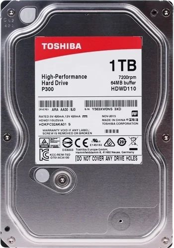 Лот: 18314380. Фото: 1. Toshiba P300 [HDWD110UZSVA] 1... Жёсткие диски (HDD)