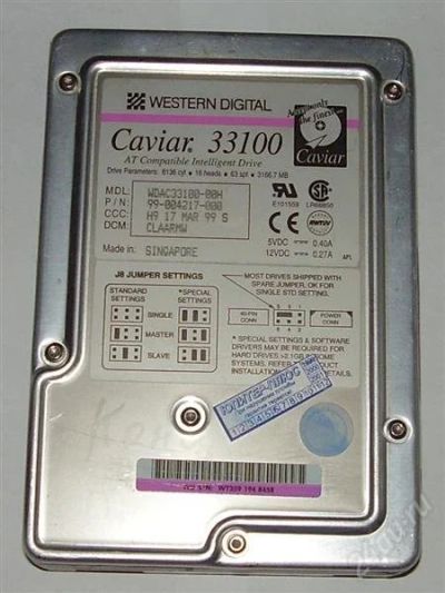 Лот: 1220056. Фото: 1. Жесткий диск IDE 3 Gb Western... Жёсткие диски (HDD)