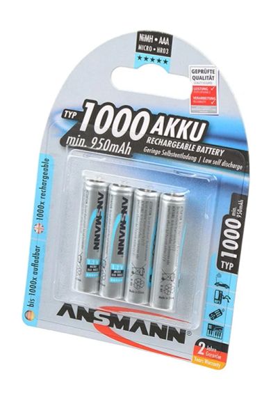 Лот: 15209306. Фото: 1. Аккумулятор Ni-MH AAA VARTA 1000mAh... Батарейки, аккумуляторы, элементы питания