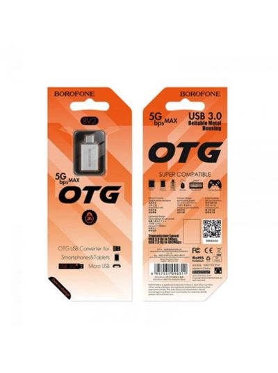 Лот: 22147870. Фото: 1. Переходник BOROFONE OTG microUSB-... Дата-кабели, переходники