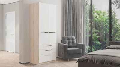 Лот: 23737822. Фото: 1. Шкаф двухдверный Noble 90 см с... Шкафы, шкафы-купе