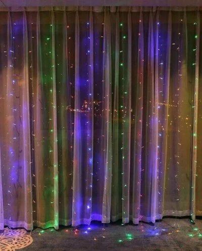 Лот: 16812121. Фото: 1. Штора 320LED "Дождь/Водопад" разноцв... Гирлянды, шарики, новогодние аксессуары