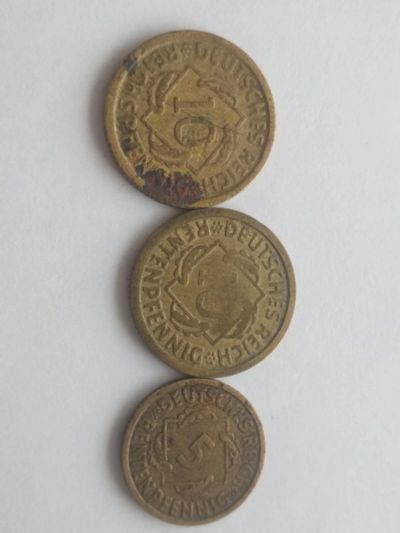 Лот: 15181531. Фото: 1. Германия 5, 10, 10 пфенингов. Германия и Австрия