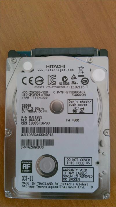 Лот: 7719228. Фото: 1. Винчестер Hitachi 320 GB SATA... Жёсткие диски (HDD)