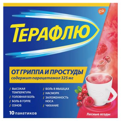 Лот: 23989966. Фото: 1. Терафлю лесные ягоды пор. для... Лекарства
