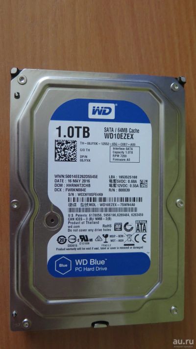 Лот: 18220946. Фото: 1. Жесткий диск WD Blue 1 TB (WD10EZEX... Жёсткие диски