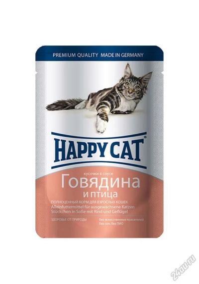Лот: 5578455. Фото: 1. Корм Happy Cat для взрослых кошек... Корма