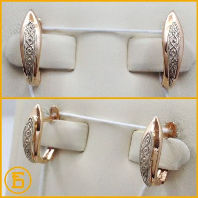 Лот: 9391799. Фото: 1. Золотые серьги 585 пробы. Вес... Серьги, каффы