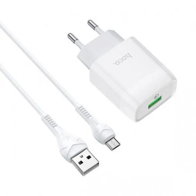 Лот: 20221050. Фото: 1. СЗУ Hoco + кабель microUSB 3A... Зарядные устройства, блоки питания, адаптеры сетевые для смартфонов