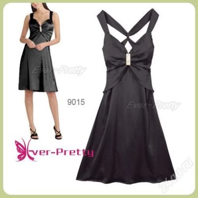 Лот: 1548677. Фото: 1. Чёрное платье с брошью Ever-Pretty. Платья