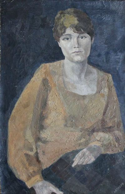 Лот: 14995921. Фото: 1. портрет девушки холст масло 1970-е... Картины, гравюры