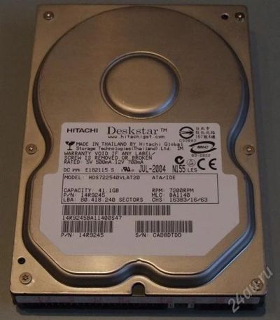 Лот: 1141088. Фото: 1. HDD HITACHI. Жёсткие диски (HDD)