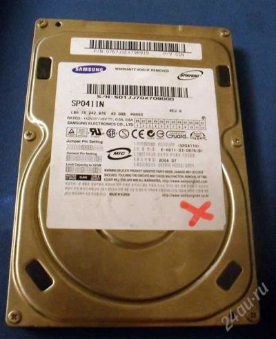 Лот: 1347087. Фото: 1. Жесткий диск Samsung 40 Gb / SP0411N... Жёсткие диски (HDD)
