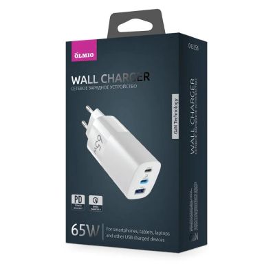 Лот: 22146488. Фото: 1. СЗУ OLMIO USB-C+PD,QC+USB-A GAN... Зарядные устройства, блоки питания, адаптеры сетевые для смартфонов