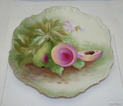 Лот: 18447437. Фото: 1. Limoges тарелка старинная ручная... Фарфор, керамика