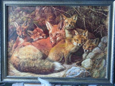Лот: 5993324. Фото: 1. Картина на холсте "Лисья семейка... Произведения