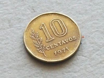 Лот: 16214940. Фото: 1. Монета 10 сентаво Аргентина 1971... Америка