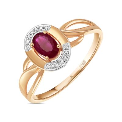 Лот: 24650512. Фото: 1. Кольцо с рубином и бриллиантами. Кольца, перстни
