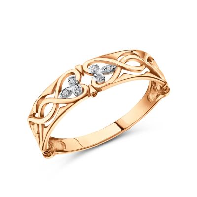 Лот: 23822525. Фото: 1. Золотое кольцо с бриллиантами. Кольца, перстни