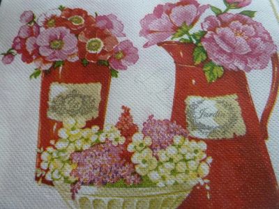 Лот: 9995373. Фото: 1. Салфетка Кувшины с цветами. Декупаж