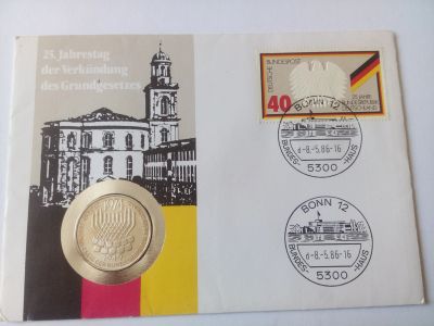 Лот: 16451777. Фото: 1. Германия 5 марок 1974 Конституция... Германия и Австрия